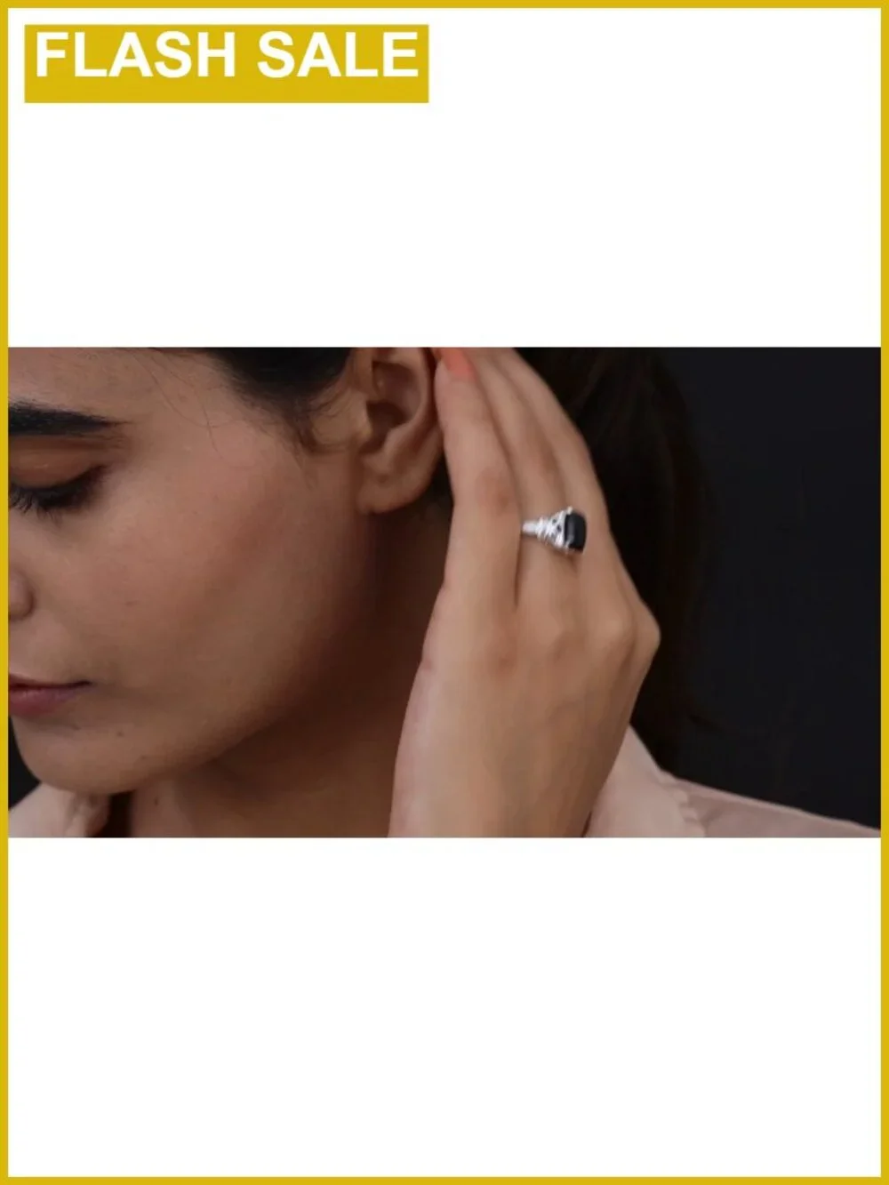 Black Tourmaline 925 Sterling Silver Statement Ring for Women